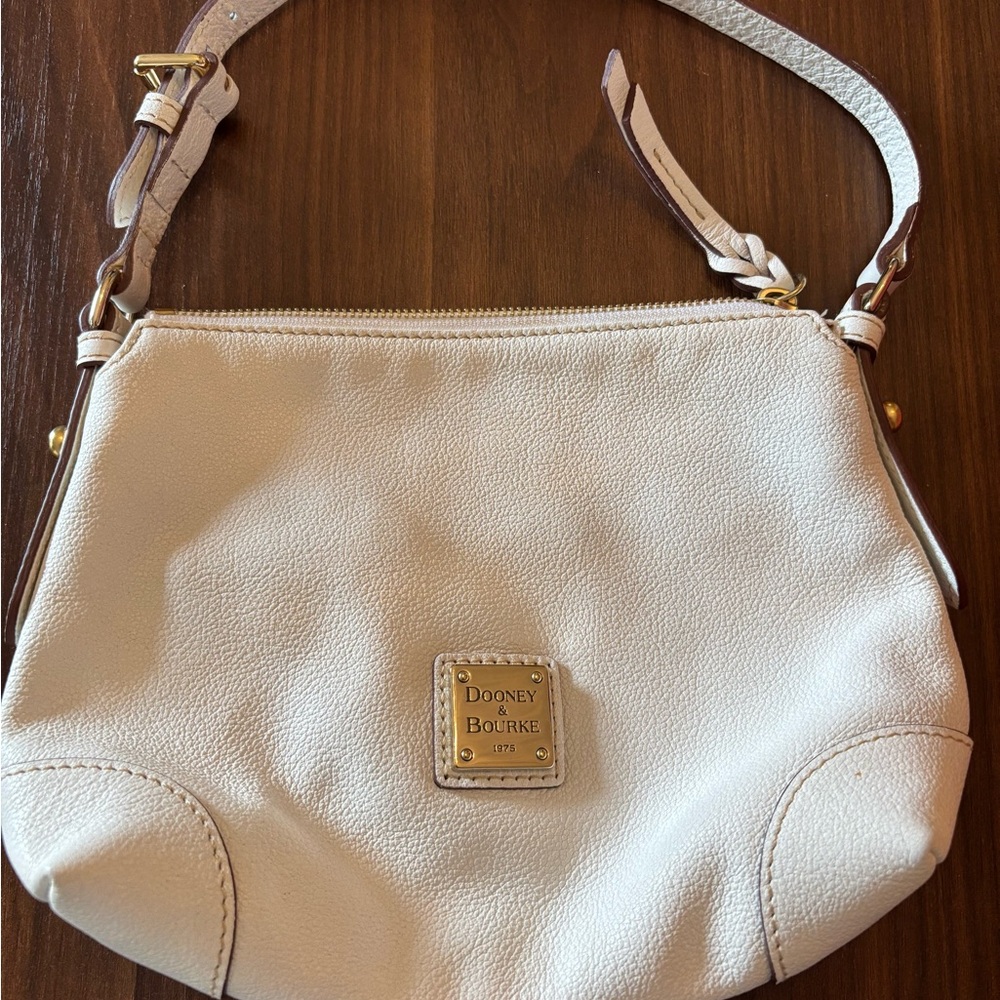 Dooney & Bourke Cream Shoulder Bag with Textured Leather